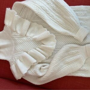 Madewell Wool Blend Elegant White Ruffled Women's Sweater